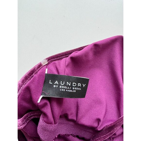 LAUNDRY BY SHELLI SEGAL Purple Velvet Plunge V-Neck One Piece Swimsuit, Size M/L - Picture 12 of 13